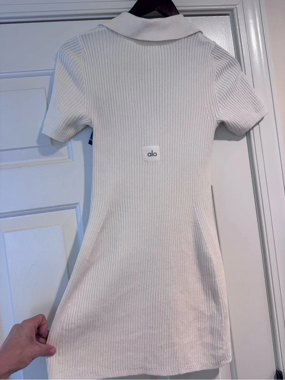 ALO Yoga White / Cream Ribbed Polo Tunic Dress Very Flattering Size Small